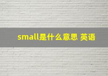 small是什么意思 英语